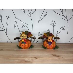 Home Interiors Turkey Tealight Candle Holders Fall Thanksgiving Decor Set 12704